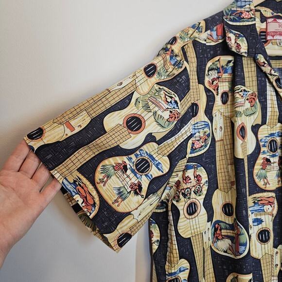 RJC Men's Ukulele Hawaiian Tropical Luau Casual Vacation Button-down Size XL - Picture 3 of 11